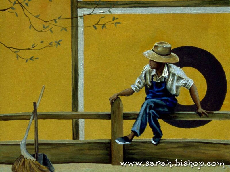 Farmer on a fence