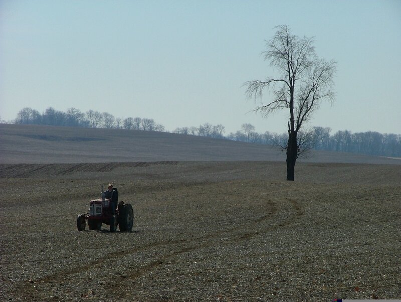 Farmer on Tractor — Brown