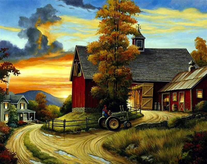 Farmer on Tractor — Red