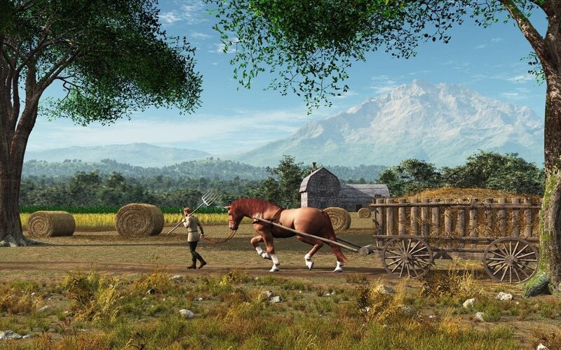 Farmer with Horse and Cart