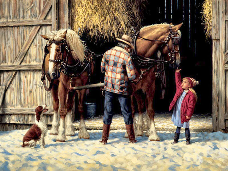 Farmer with Horses — Brown