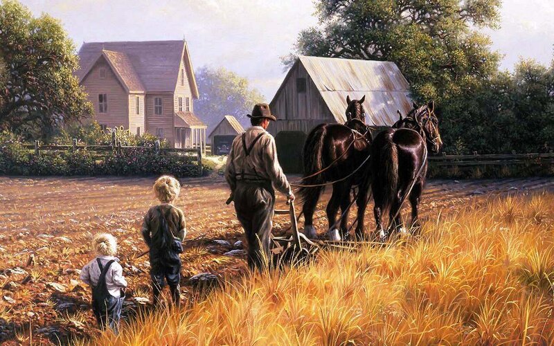 Farmer with Horses
