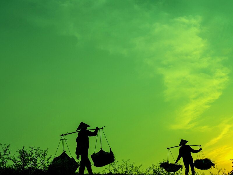 Farmers Carrying Baskets