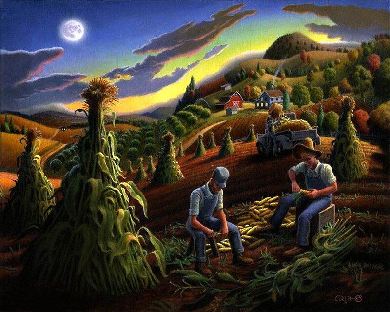Farmers Harvesting Corn