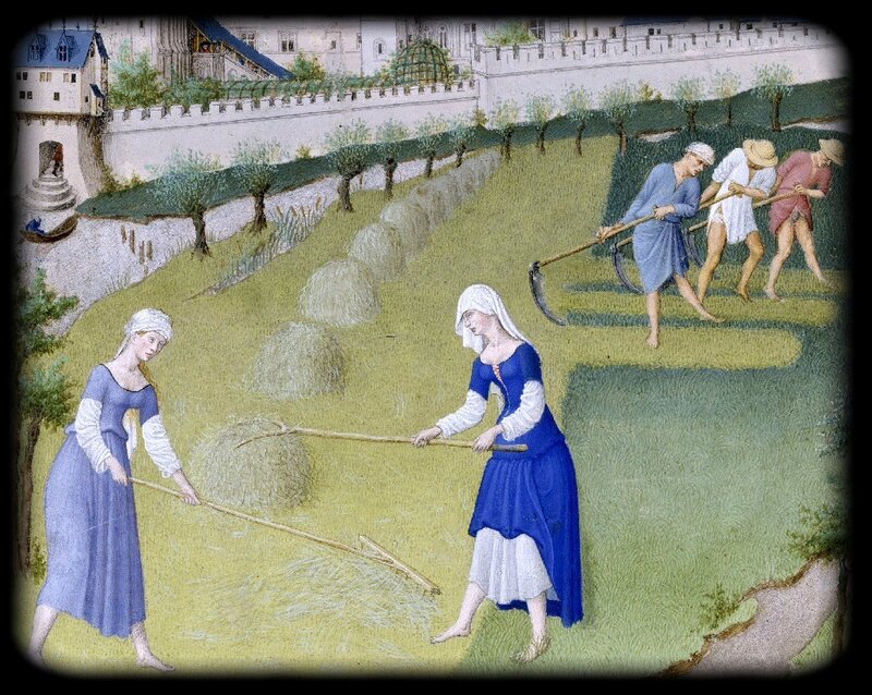 Farmers Harvesting Grain