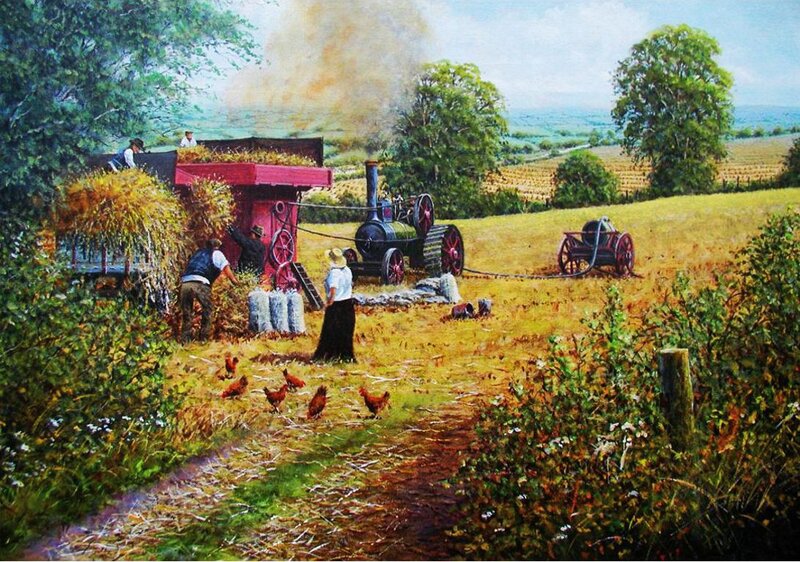 Farmers Harvesting Wheat — Green, Rural