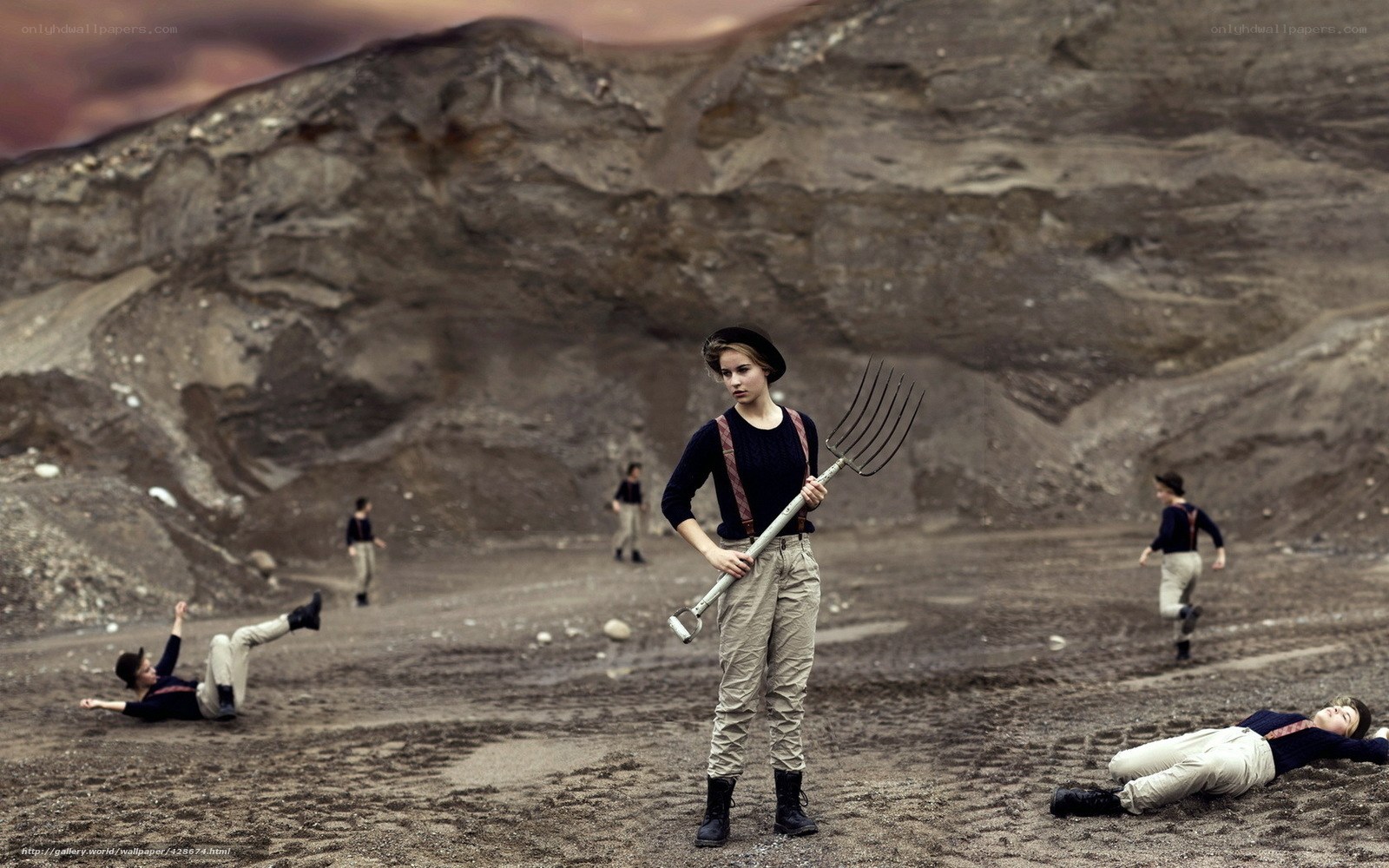 Farmers in a quarry
