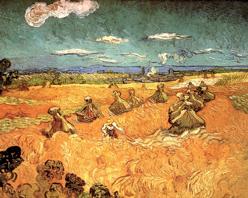 Farmers in Wheat Field — Yellow, Dramatic