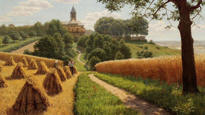 Farmers in Wheat Field — Yellow