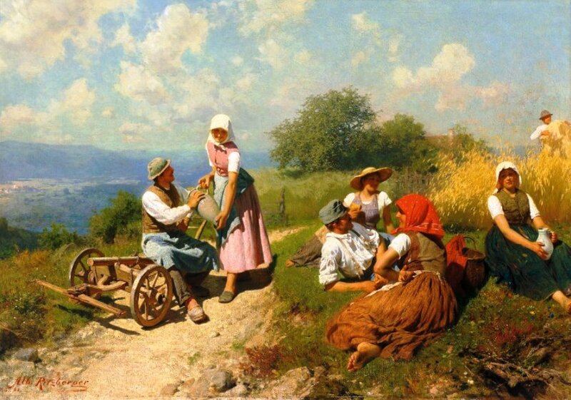 Farmers Resting on Hillside