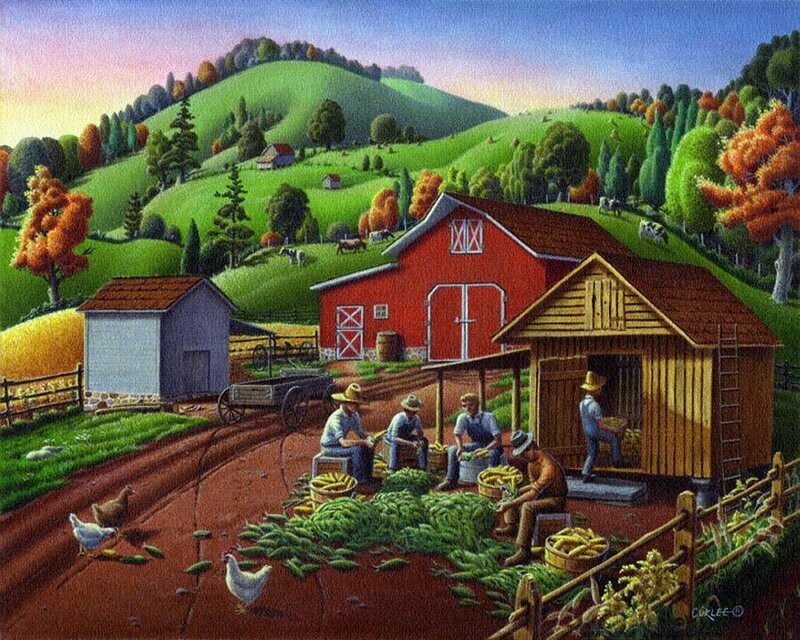 Farmers Shelling Corn