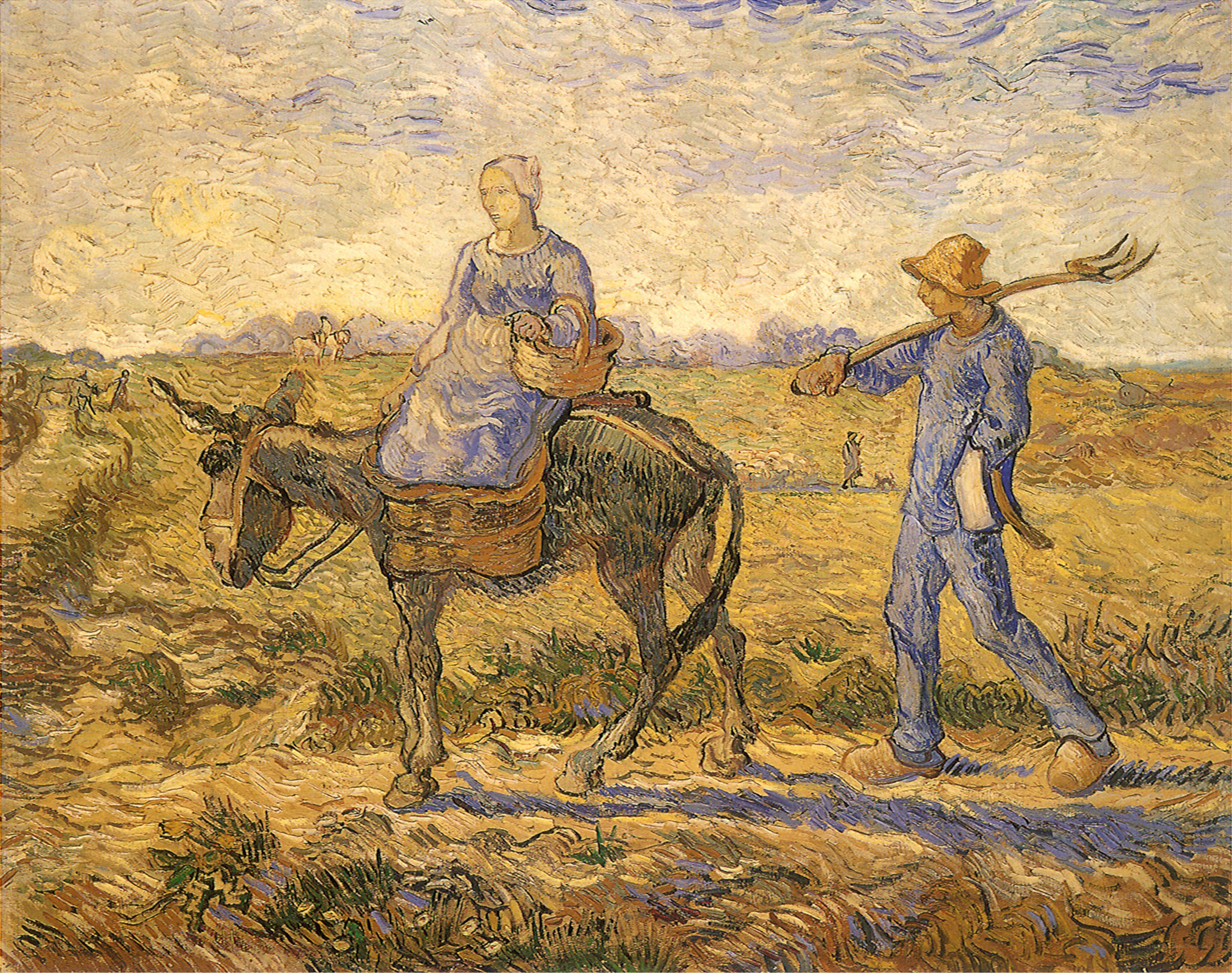 Farmers with Donkey in Field