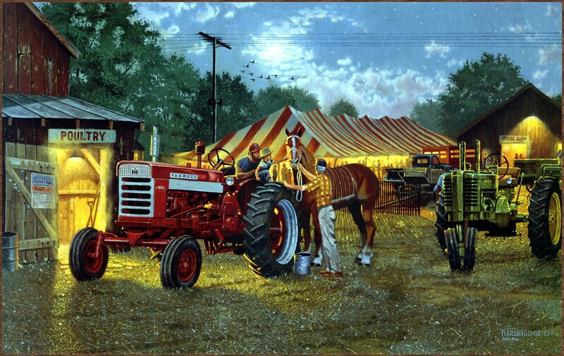Farmers with Tractor and Horse