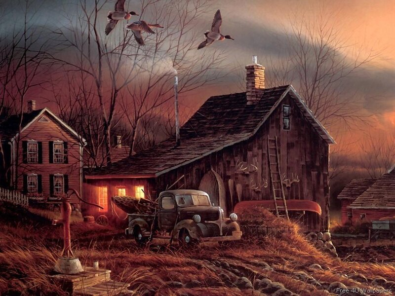 Farmhouse at Dusk — Orange