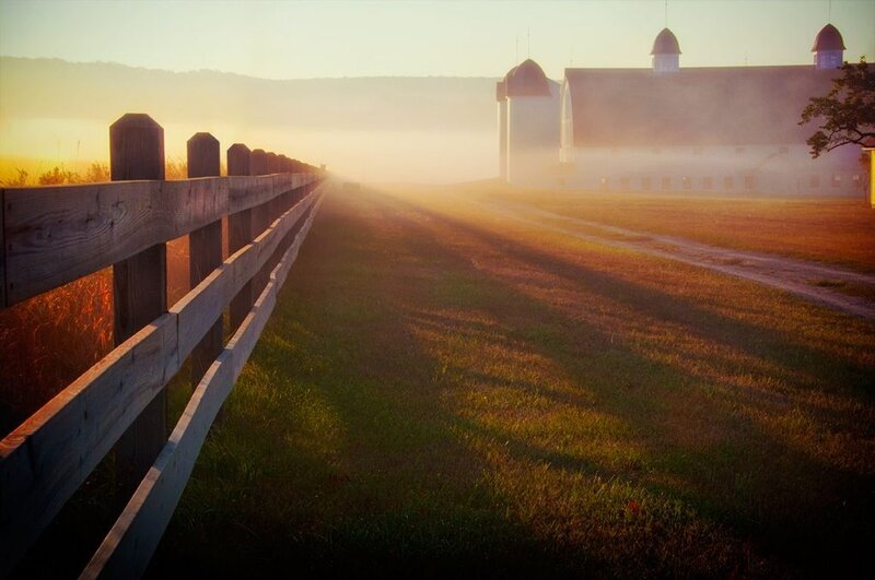 Farmhouse at Sunrise — Gold