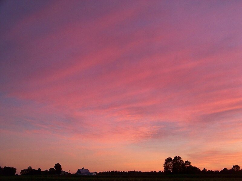 Farmhouse at Sunset — Pink