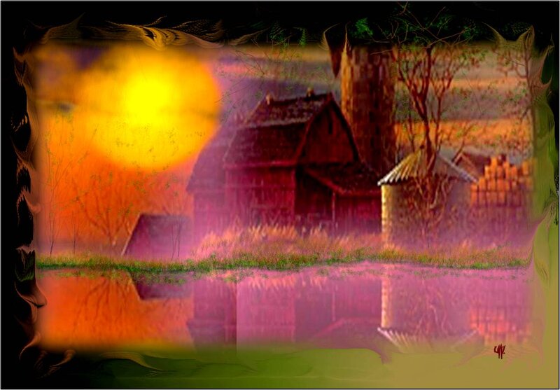 Farmhouse at Sunset — Yellow