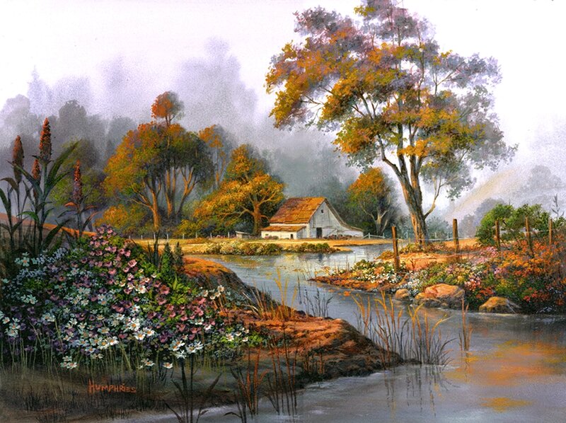 Farmhouse by a Pond