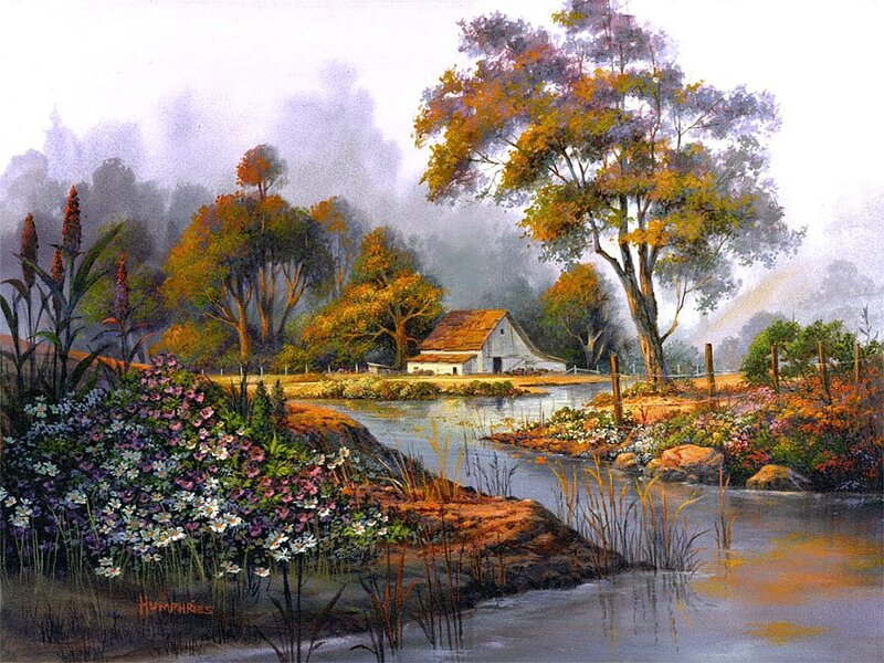 Farmhouse by a River — Green