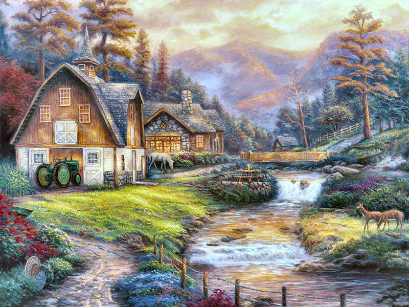 Farmhouse by a Stream