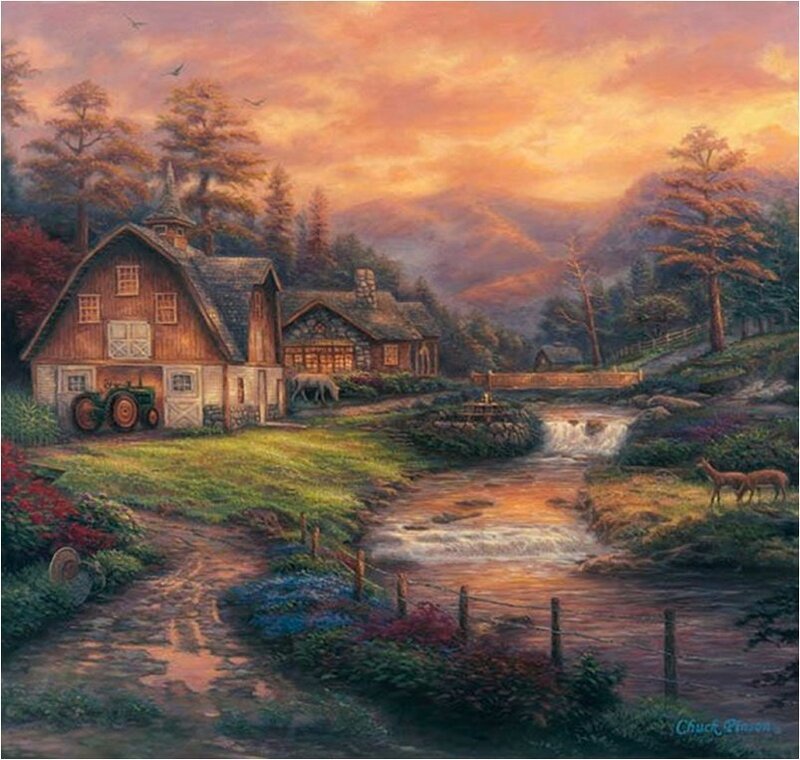 Farmhouse by Stream