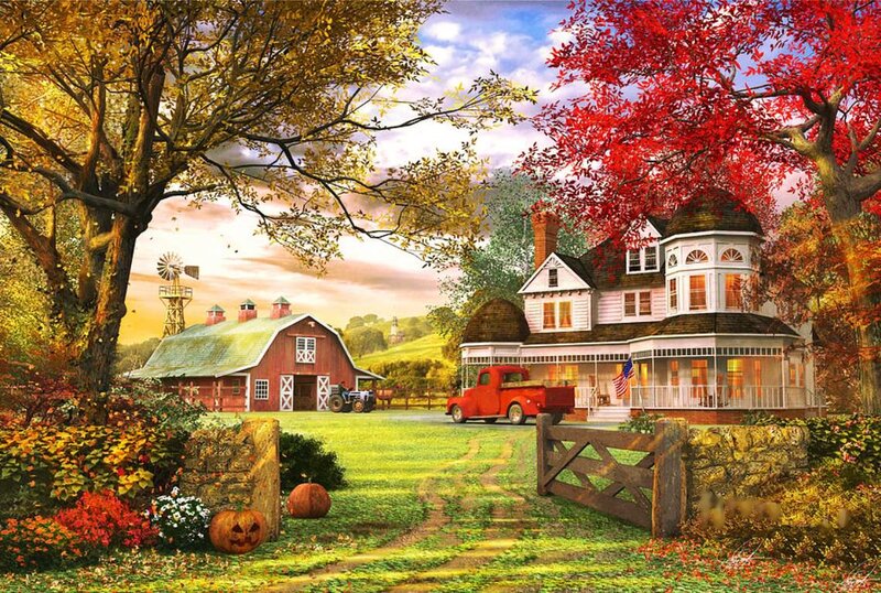 Farmhouse in Autumn — Red, Peaceful