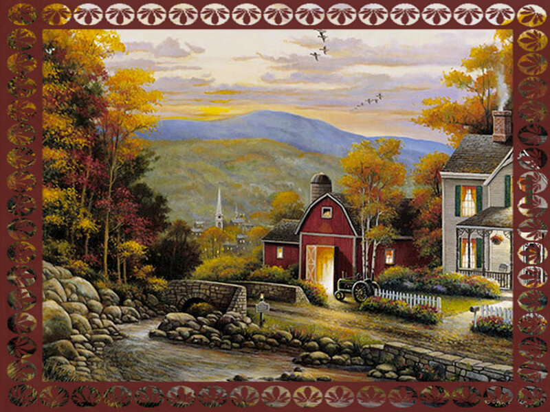 Farmhouse in Autumn — Red
