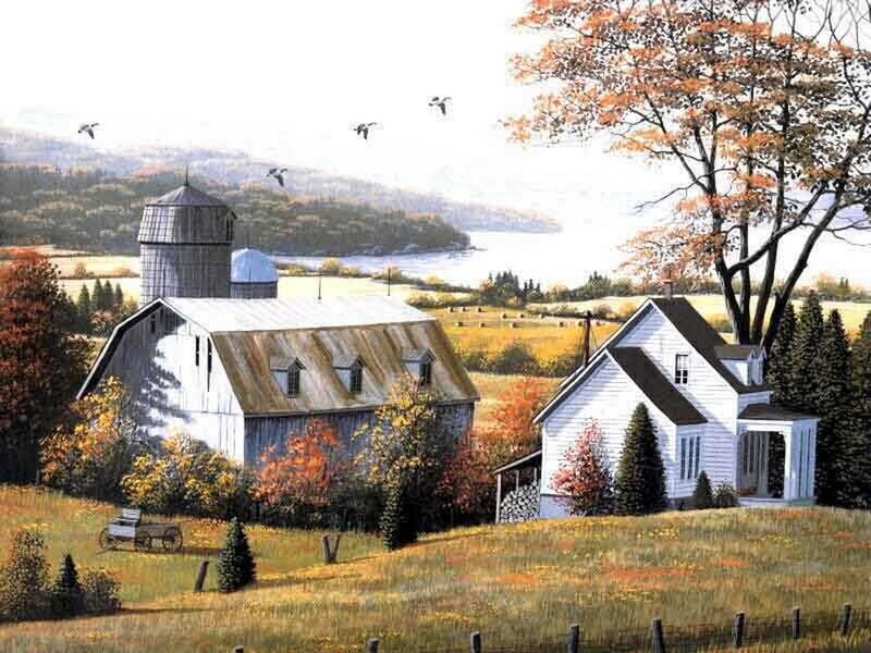 Farmhouse in Autumn — White