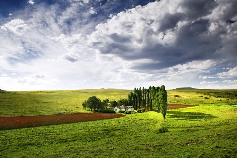 Farmhouse in Green Fields — Dramatic