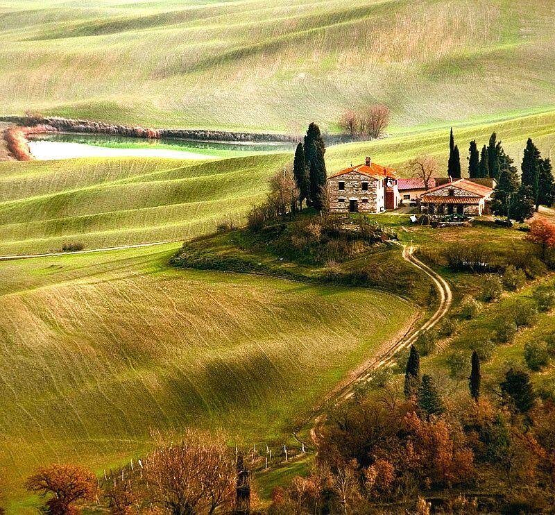 Farmhouse in Rolling Hills — Green