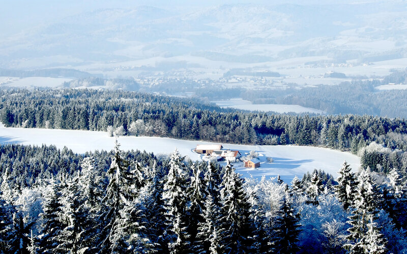 Farmhouse in Snowy Valley