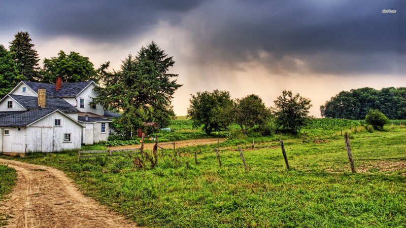 Farmhouse in Storm — Green
