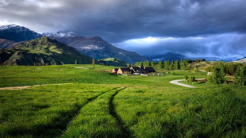 Farmhouse in Valley — Green, Dramatic, Afternoon