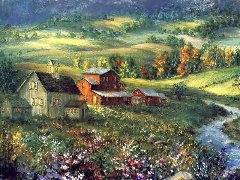 Farmhouse in Valley — Green