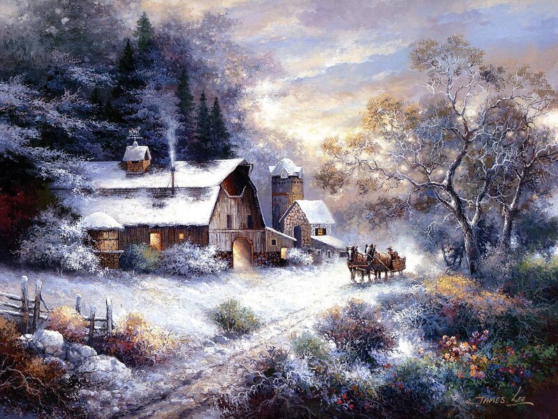 Farmhouse in Winter — White