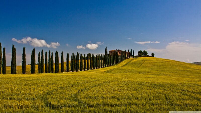 Farmhouse on Hill — Blue, Serene