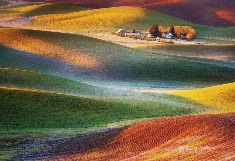 Farmhouse on Rolling Hills