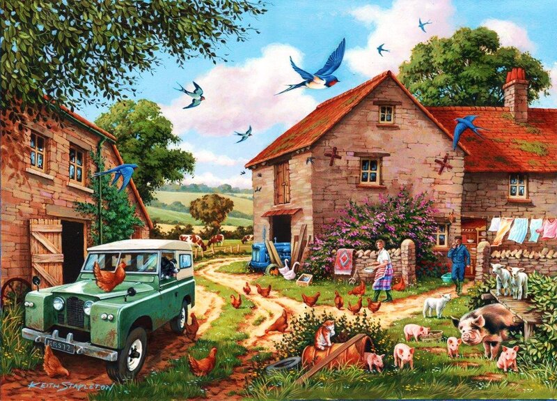 Farmhouse with Animals — Green, Peaceful