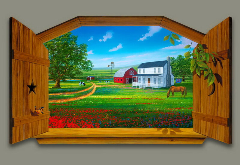 Farmhouse with Barn — Green