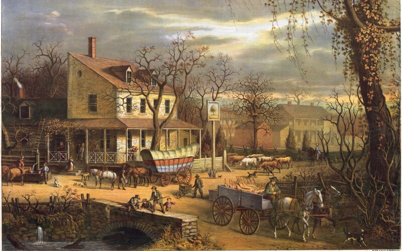 Farmhouse with Wagon