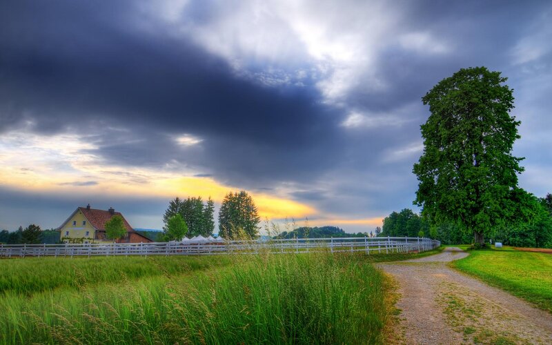 Farmhouse with White Fence