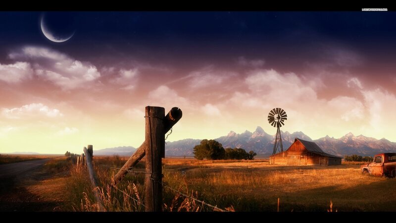 Farmhouse with Windmill — Purple