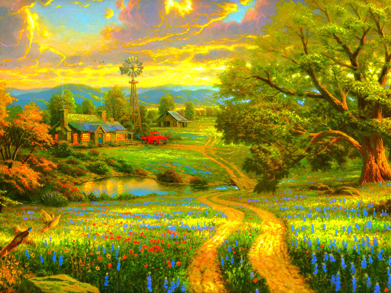 Farmhouse with Windmill — Yellow