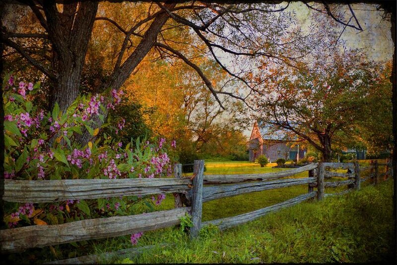 Farmhouse with Wooden Fence