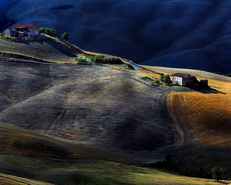Farmhouses on Rolling Hills