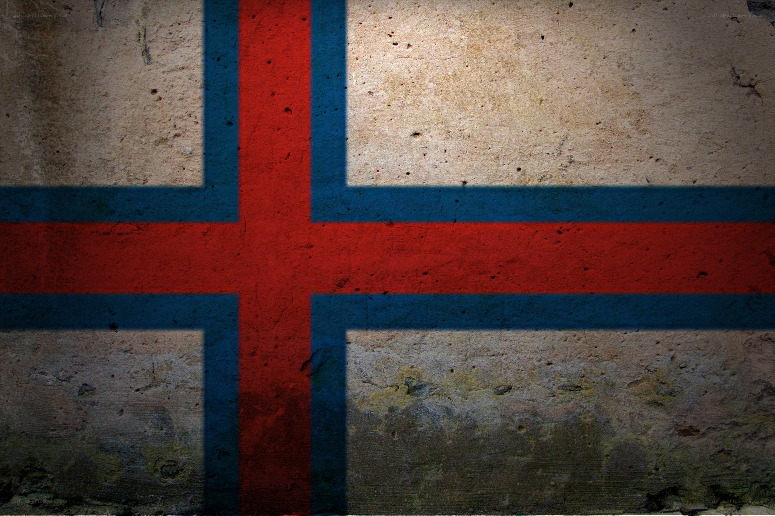 Faroese flag on textured wall