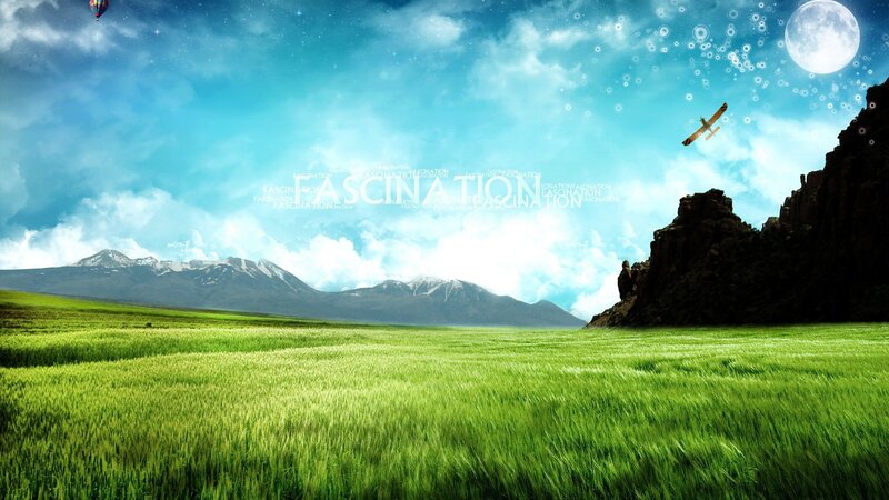 Fascination landscape with plane