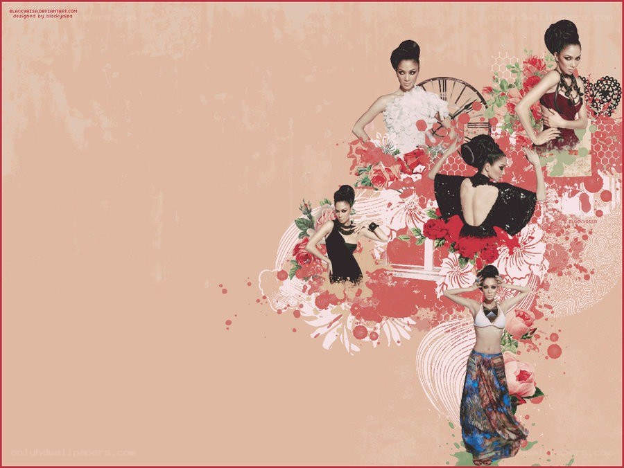 Fashion collage with floral elements