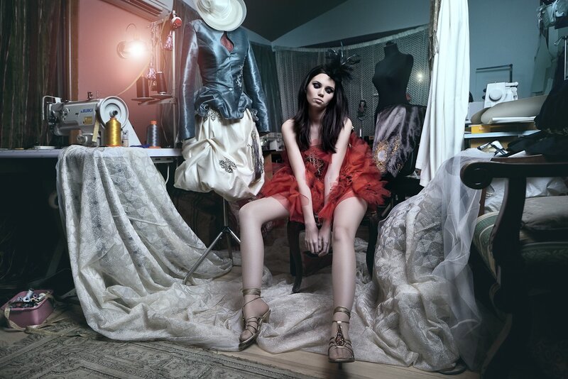 Fashion designer in studio