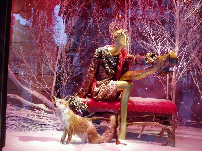 fashion display with fox and mannequin
